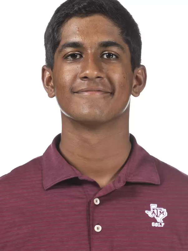 COLLEGE STATION, TX - August 26, 2021 - Vishnu Sadagopan of the Texas A&M Aggies during Texas A&M Golf Photo Day at The Studio in Kyle Field in College Station, TX. Photo By Brendall O'Banon/Texas A&M Athletics