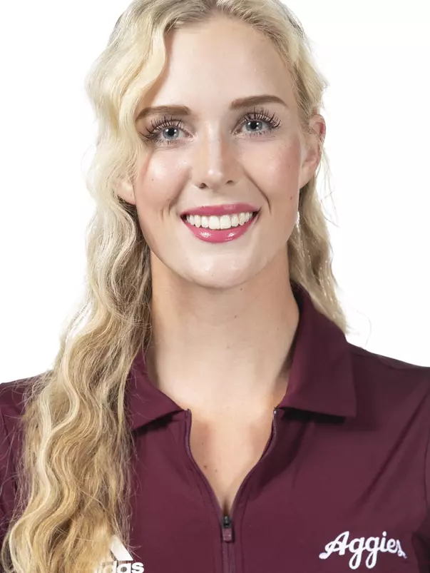 COLLEGE STATION, TX - August 26, 2021 - Ellie Szeryk of the Texas A&M Aggies during Texas A&M Golf Headshots at The Studio in Kyle Field in College Station, TX. Photo By Brendall O'Banon/Texas A&M Athletics