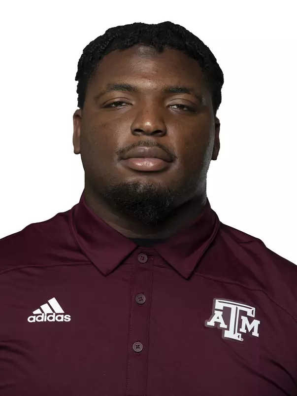 COLLEGE STATION, TX - APRIL 13, 2021 - Defensive lineman McKinnley Jackson #35 of the Texas A&M Aggies headshot during Football headshots in College Station, TX. Photo By Craig Bisacre/Texas A&M Athletics