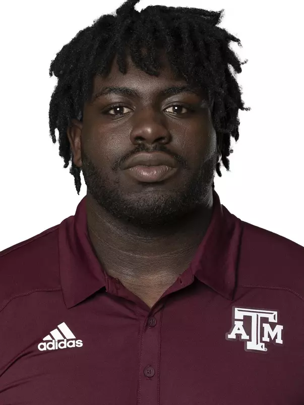 COLLEGE STATION, TX - MARCH 10, 2021 - Tunmise Adeleye during football rookie headshots in College Station, TX. Photo By Craig Bisacre/Texas A&M Athletics