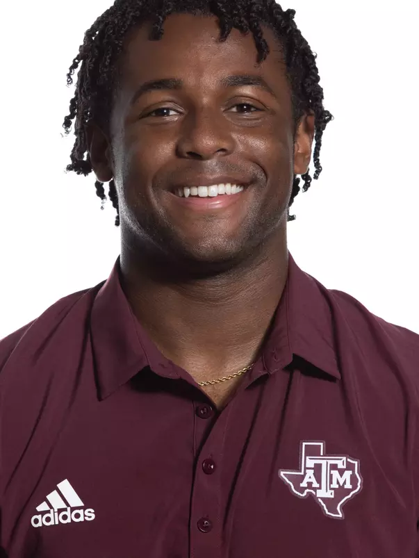 COLLEGE STATION, TX - July 31, 2023 -  Running back Israel Benjamin #28 of the Texas A&M Aggies during staff headshot in College Station, TX. Photo By Ethan Mito/Texas A&M Athletics