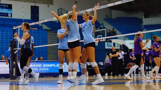 Jordyn Sims and Greta Pleuss celebration vs. Furman