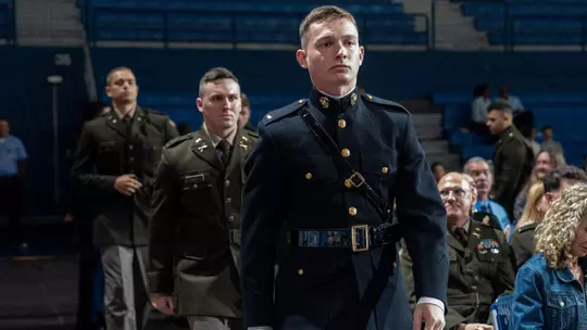 Citadel cadets take part in a joint military commissioning where they received their officer's commission, and received their first salute on May 8, 2026 in Charleston, South Carolina.(Ed Wray/The Citadel).