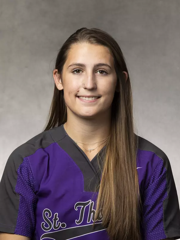 Headshot of University of St. Thomas Softball Player Ella Cook, taken October 26, 2021, in St. Paul.