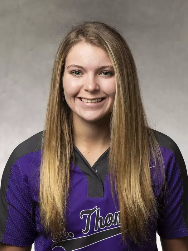 Headshot of University of St. Thomas Softball Player Isabelle True, taken October 26, 2021, in St. Paul.