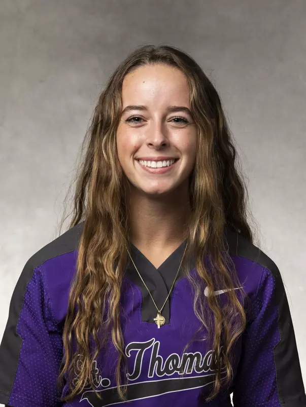 Headshot of University of St. Thomas Softball Player KK Raymond, taken October 26, 2021, in St. Paul.