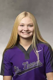 Headshot of University of St. Thomas Softball Player Kelley Yeager, taken October 26, 2021, in St. Paul.