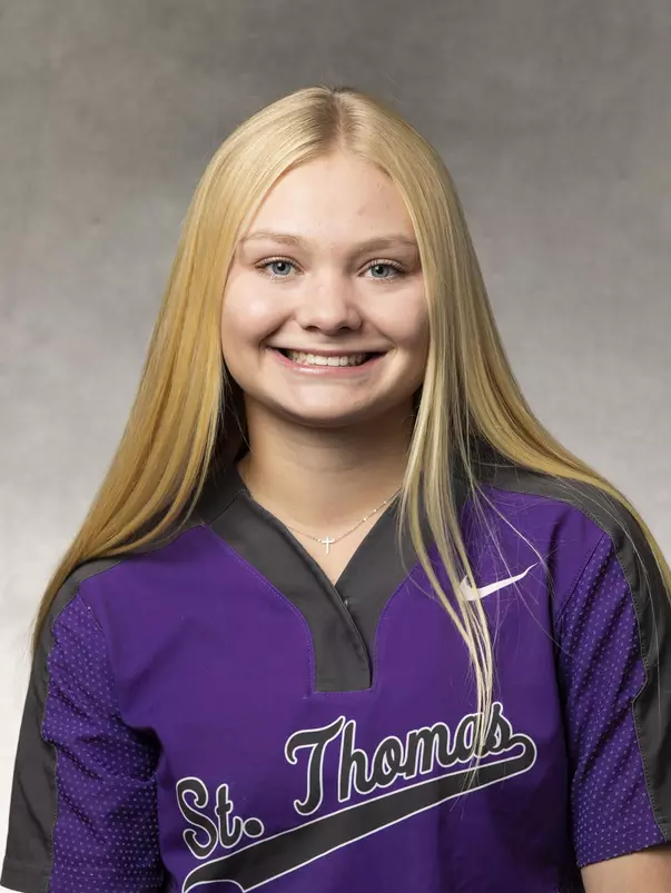 Headshot of University of St. Thomas Softball Player Kelley Yeager, taken October 26, 2021, in St. Paul.