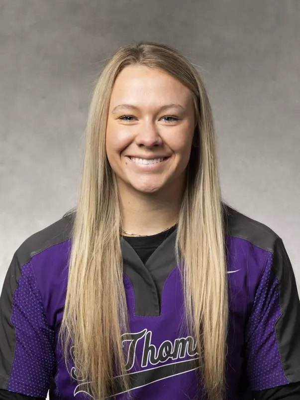 Headshot of University of St. Thomas Softball Player Maddie Grad, taken October 26, 2021, in St. Paul.