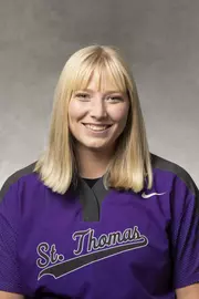 Headshot of University of St. Thomas Softball Player Megan Baniecke, taken October 26, 2021, in St. Paul.