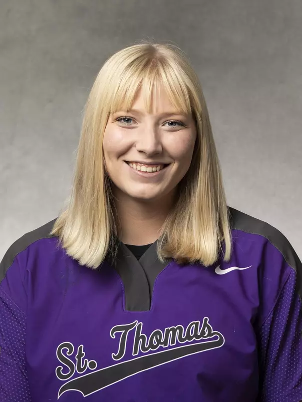 Headshot of University of St. Thomas Softball Player Megan Baniecke, taken October 26, 2021, in St. Paul.