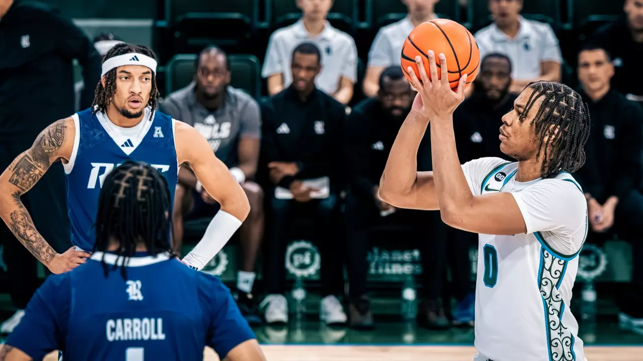 Tyler Ringgold shooting a free throw against Rice on February 22.