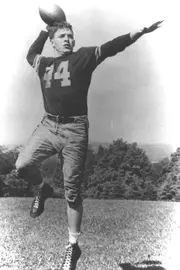 Jim Frnks throwing the football