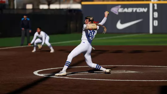 Maura Moore delivers a pitch against Pitt