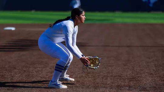 Malia Cabuyaban plays 3B against Pitt