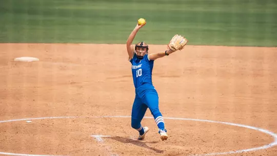 Maura Moore delivers a pitch against UAB