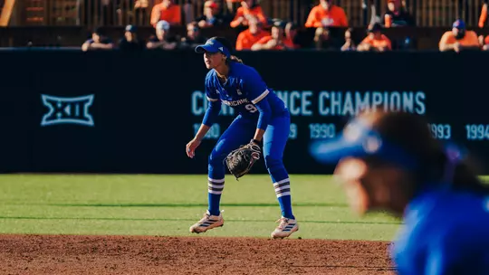 Preslee Ray plays shortstop against Oklahoma State