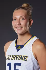 Head shot of Alleah Hanson in a white UC Irvine jersey.