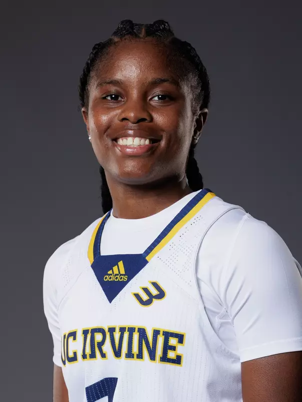 Head shot of Ameerah Grant in a white UC Irvine jersey.