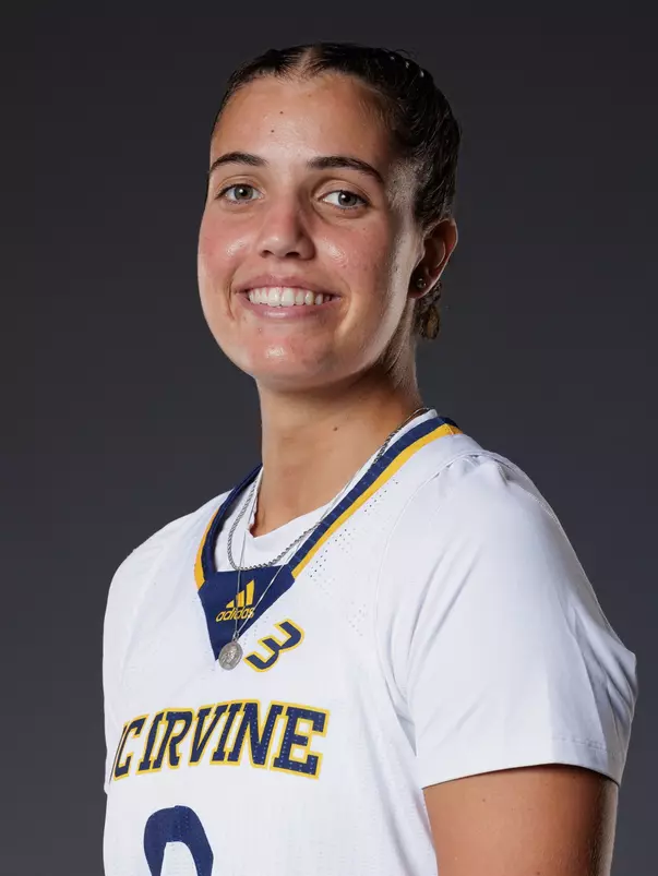 Head shot of Daniela Falcon Hernandez in a white UC Irvine jersey.