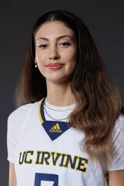 Head shot of Gracie Gallegos in a white UC Irvine jersey.