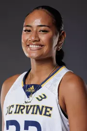 Head shot of Reese Noa in a white UC Irvine jersey.