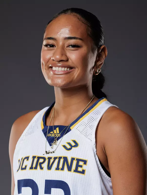 Head shot of Reese Noa in a white UC Irvine jersey.