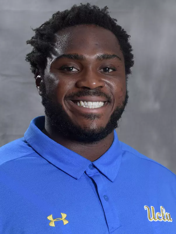 UCLA Bruins offensive lineman Josh Wariboko-Alali (56) poses in Los Angeles, Friday, July 6, 2018. (Kirby Lee via Image of Sport)