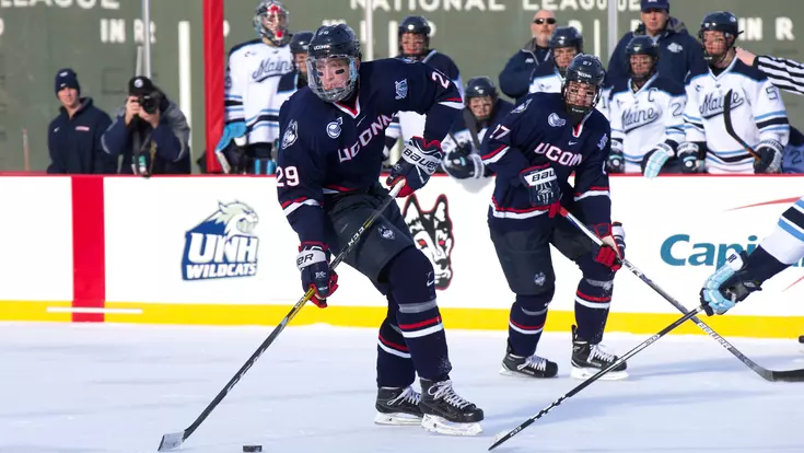 Tage Thompson (29) UConn vs Maine Frozen Fenway (photo by Stephen Slade