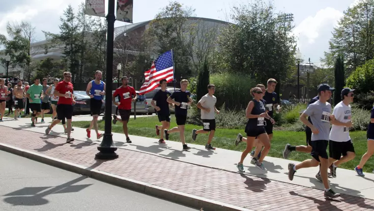 Kyle Milliken memorial run. UConn honors Graduate Kyle Milliken with a campus 5 mile run. (Photo by Bob Stowell
