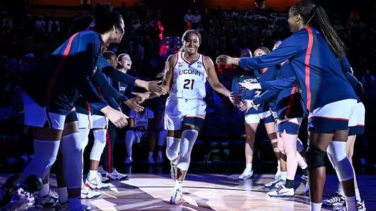 UNCASVILLE, Conn - October 13 - forward Sarah Strong #21 of the UConn Huskies against the Boston College Eagles at Mohegan Sun Arena in Uncasville, CT. Photo by Simon Asher