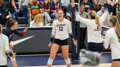 Volleyball Defeats Georgetown in Regular Season Finale