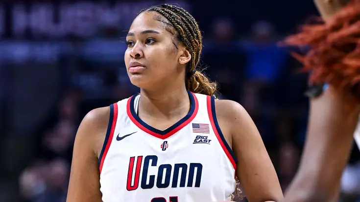 STORRS, CONNECTICUT - February 22 - Sarah Strong #21 of the UConn Huskies in the game against the Providence Friars at Harry A. Gampel Pavilion on February 22 in Storrs, Connecticut. Photo by Simon Asher