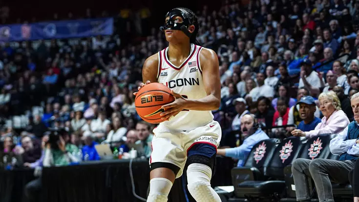UNCASVILLE, CONNECTICUT - March 8 - UConn Huskies against the Creighton Bluejays during the Big East Women's Basketball Semifinals at Mohegan Sun Arena in Uncasville, Connecticut. Photo by Sofia DiGrande