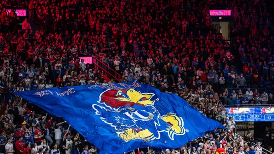 Lawrence, Kansas - February 3, 2025 - Men's Basketball team during a game against Iowa State at Allen Fieldhouse in Lawrence, KS. Photo by /Kansas Athletics
