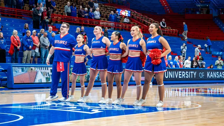 LAWRENCE, KS - November 12, 2025 - The Kansas Jayhawks Spirit Squad during the game against Lamar in Lawrence, KS. Photo by Jordyn Pennington/Kansas Athletics