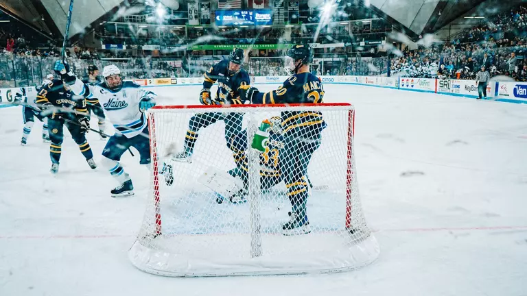 Max Scott celebrates a goal.