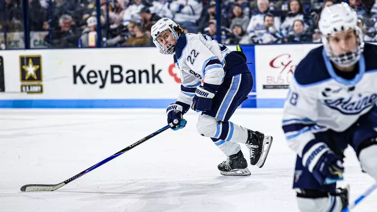 Will Gerrior skates up the ice to the offensive zone.