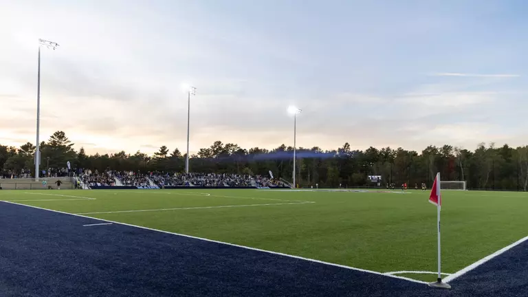 Full field, full stands wide shot of New Balance Soccer Complex.