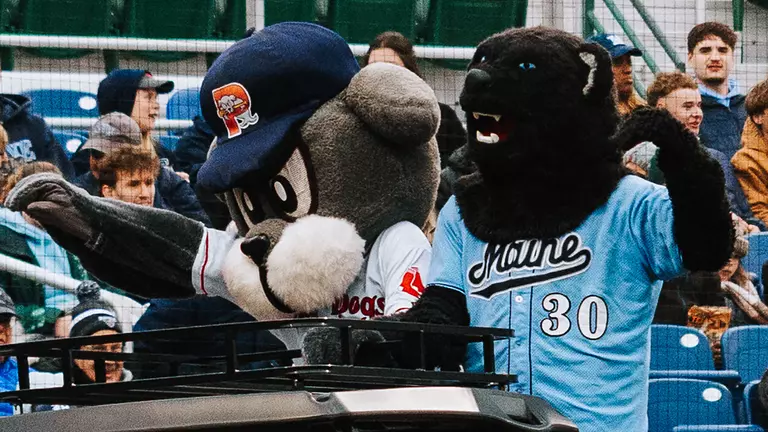 Bananas and Slugger riding in a golf cart.