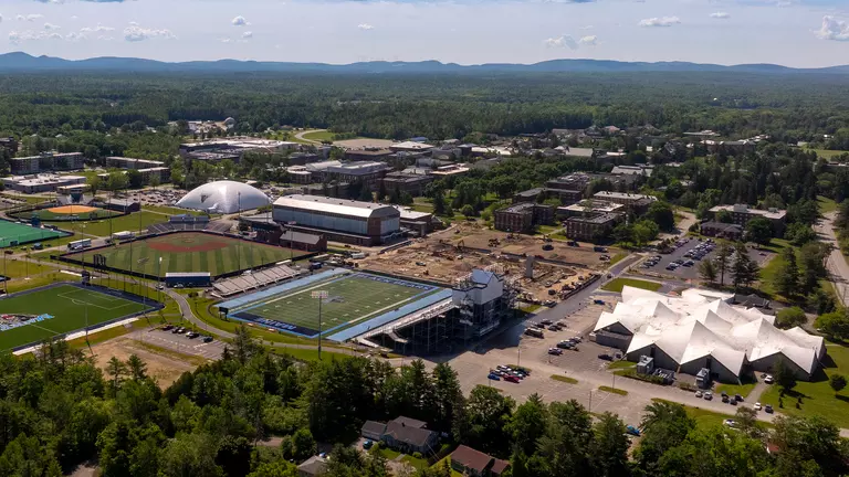 A drone shot of the athletics footprint from the summer of 2026.