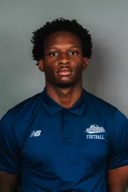 2026 Maine football roster head shot. Blue polo with Maine script.