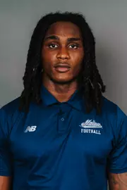 2026 Maine football roster head shot. Blue polo with Maine script.