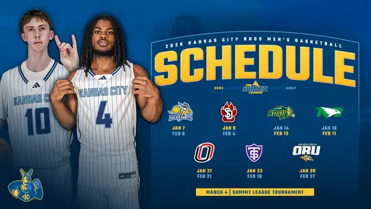 Men's Basketball Summit League Schedule 2026-27 graphic featuring the logos of all Summit League opponents