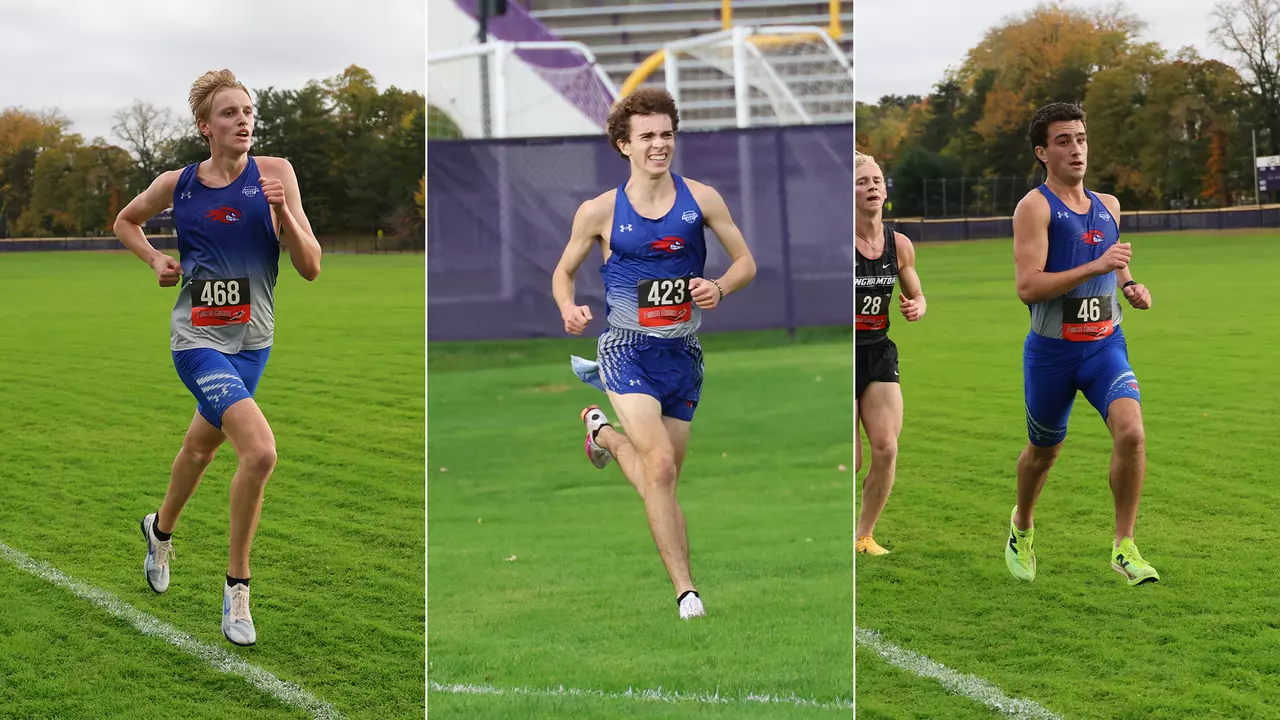 Collage of Patrick Hall, Luke Zahurak and Jack Courtney Running