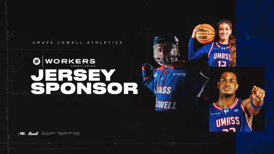 UMass Lowell jersey patch partnership with Workers Credit Union