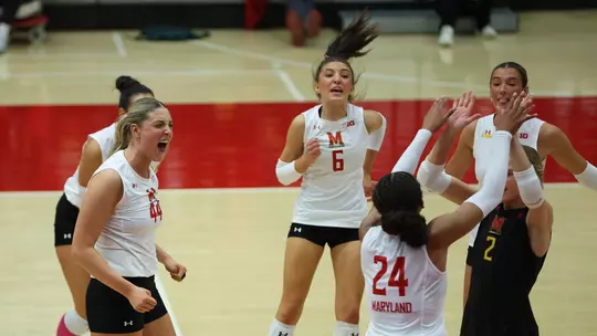 Maryland celebrates a point against Northwestern