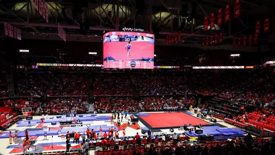 Xfinity Center during Gymnastics sheets wide shot