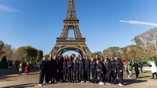 Terps in front of the Eiffel Tower in Paris