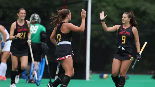 Maryland celebrates a goal against Delaware